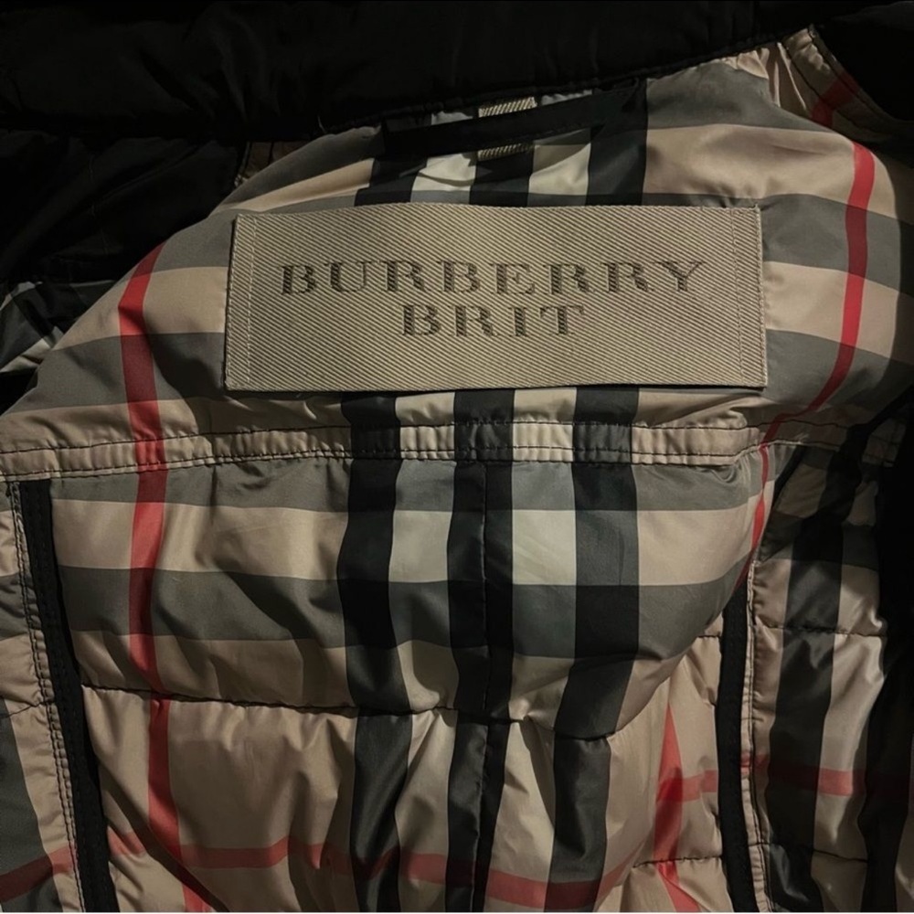 Burberry Brit Black Double-Breasted Down Puffer Coat/Fur Hood - Picture 11 of 14